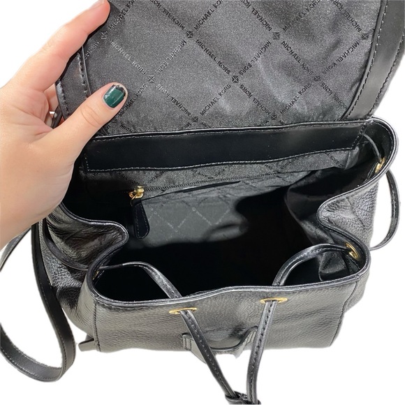 Michael Kors Black Leather Backpack Ginger Pebbled Commute - Picture 7 of 12